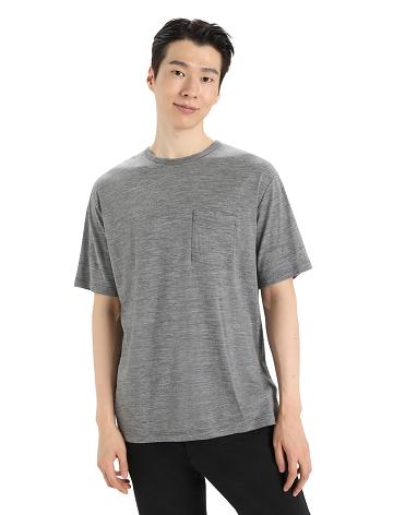 Gritstone Heather Icebreaker Merino Granary Short Sleeve Pocket Men's T Shirts | AU 1158WNBY